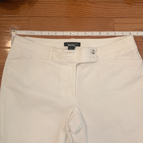 Modern boot cut, white, wide-leg pants. - Picture 5 of 12